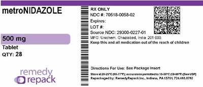 MM3 - metroNIDAZOLE 500mg 70518 0058 02